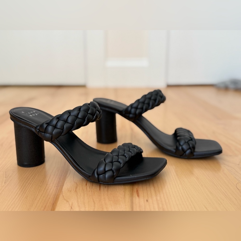 Black Braided Heeled Sandals